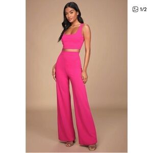 Lulu's Pink Matching Wide-Leg Pant Set - New with Tags